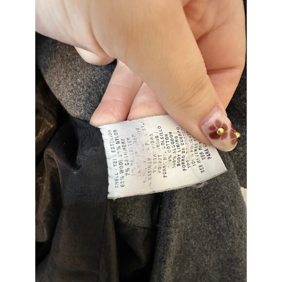 Larry Levine Women’s Sz S Gray Overcoat Trench Wool Cashmere Blend Button Front - Picture 4 of 4